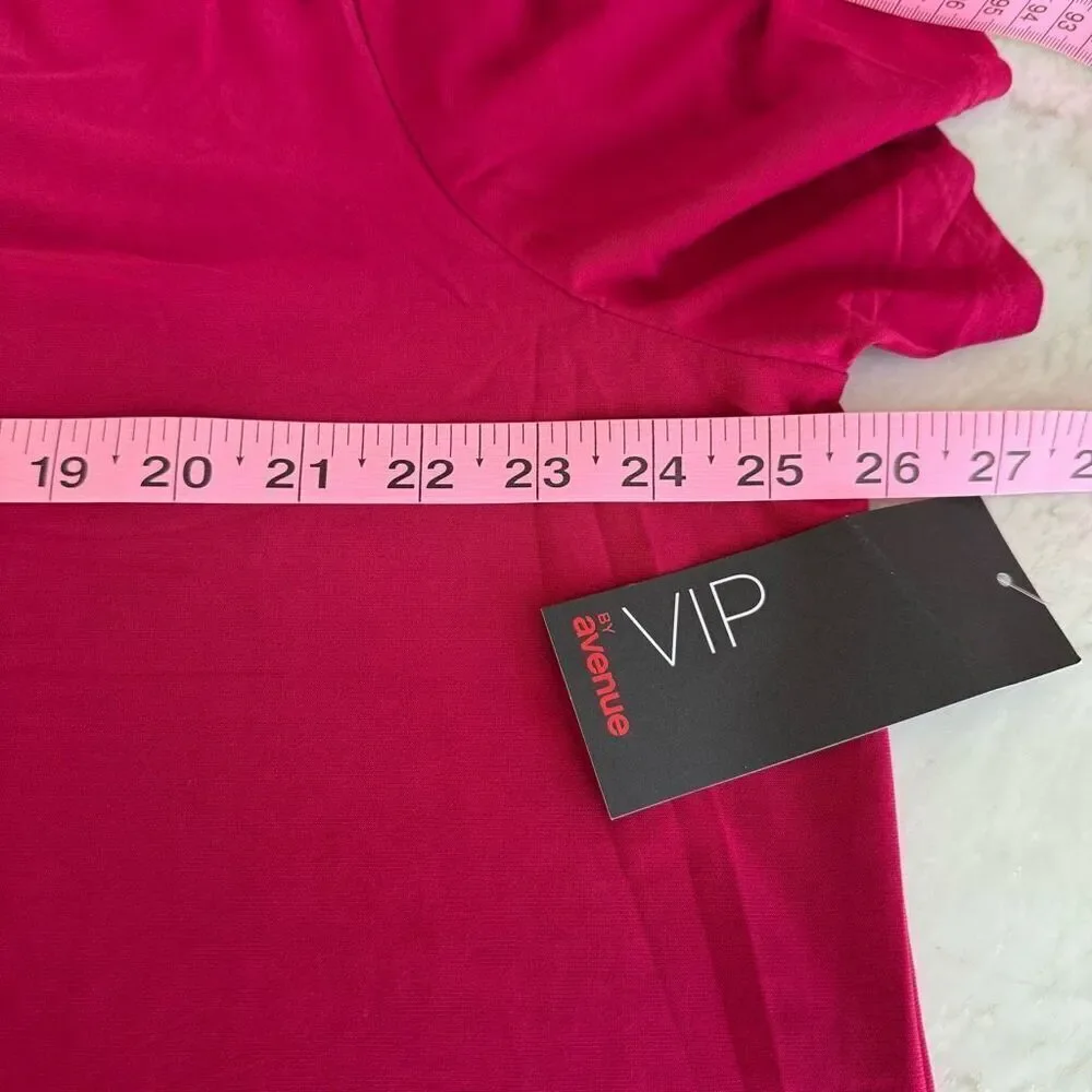 VIP by Avenue Magenta Smocked Shoulder Blouse Shirt Top Size 22/24 NWT